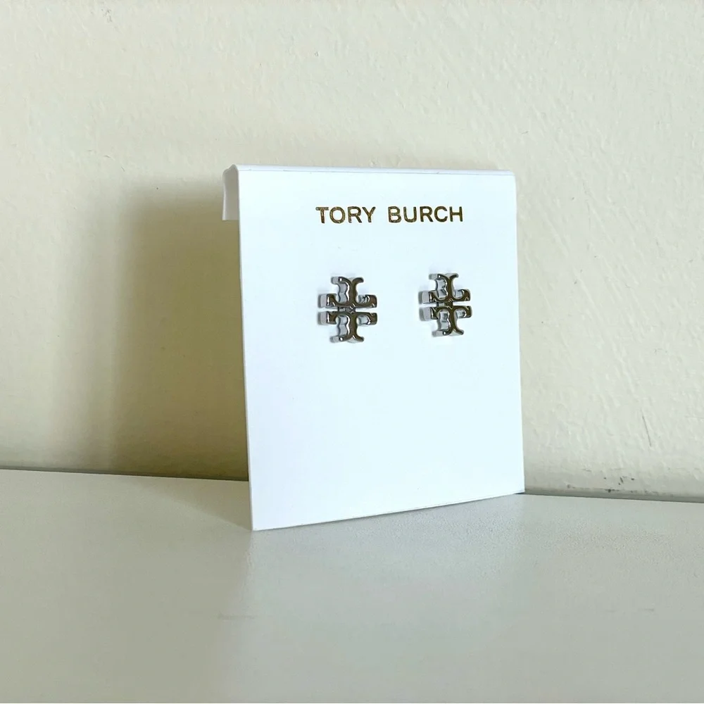 Tory Burch Small Silver Kira Stud Earrings - Picture 3 of 8